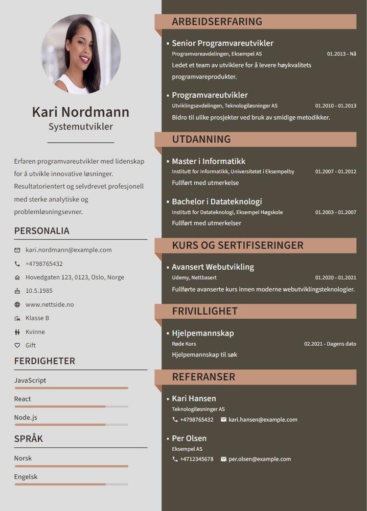 CV-mal fra CVProff med navn Munich